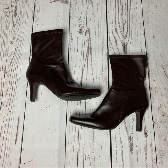 Bandolino Shoes - Bandolino Leather Brown Square Toe Heeled Boots
